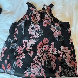 Floral High Neck Sleeveless Blouse